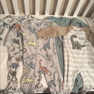 Carter's Dinosaur and Striped Footies - Multicolor